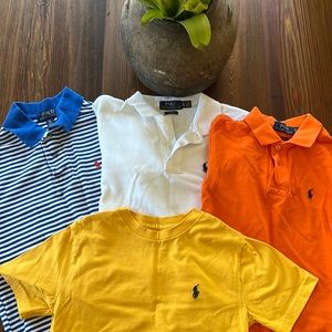 Polo By Ralph Lauren - Boys Size 8- Orange, White,Blue/White Striped & Yellow